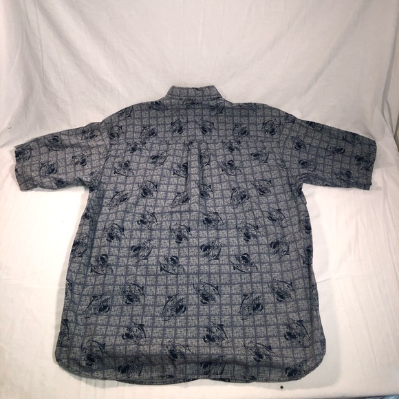 Men’s Columbia Fish Short Sleeve Casual Button Up Shirt Size XL Blue White - Picture 4 of 4